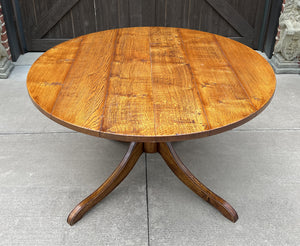 Mid Century English ROUND/OVAL Dining Table Pedestal Base with Leaf Oak c. 1940s