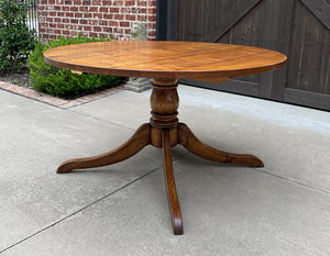 Mid Century English ROUND/OVAL Dining Table Pedestal Base with Leaf Oak c. 1940s