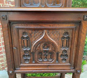 Antique French Cabinet Cupboard Pedestal Bookcase Bar Gothic Revival Petite