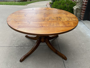 Mid Century English ROUND/OVAL Dining Table Pedestal Base with Leaf Oak c. 1940s