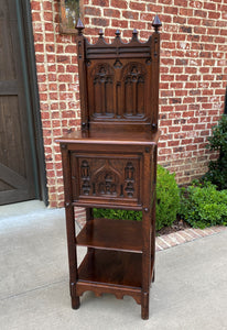 Antique French Cabinet Cupboard Pedestal Bookcase Bar Gothic Revival Petite