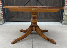 Load image into Gallery viewer, Mid Century English ROUND/OVAL Dining Table Pedestal Base with Leaf Oak c. 1940s