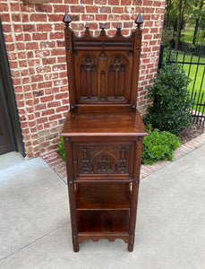 Antique French Cabinet Cupboard Pedestal Bookcase Bar Gothic Revival Petite