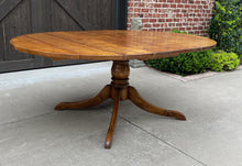 Load image into Gallery viewer, Mid Century English ROUND/OVAL Dining Table Pedestal Base with Leaf Oak c. 1940s