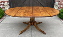 Load image into Gallery viewer, Mid Century English ROUND/OVAL Dining Table Pedestal Base with Leaf Oak c. 1940s