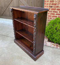 Load image into Gallery viewer, Small Antique English Bookcase Display Shelf Cabinet Carved Oak c. 1920s
