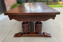 Load image into Gallery viewer, Antique French Farmhouse Table Desk Conference Draw Leaf Table Oak Pedestal 11ft
