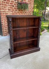 Load image into Gallery viewer, Small Antique English Bookcase Display Shelf Cabinet Carved Oak c. 1920s