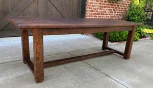 Antique French Farm Table Dining Library Table Desk Farmhouse Oak 95" Rustic 19C