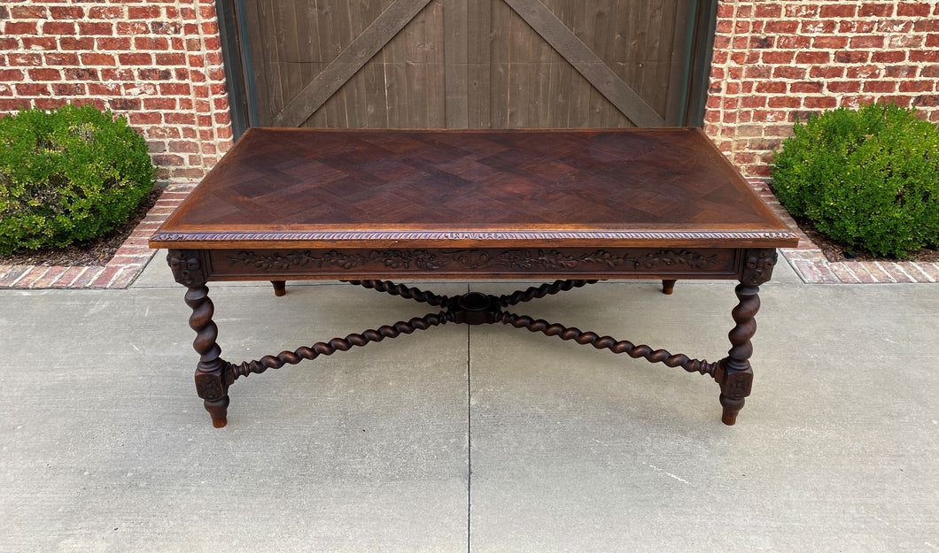 Antique French Dining Table Draw Leaf Desk Library Conference Table Barley Twist