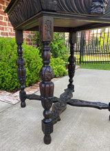 Load image into Gallery viewer, Antique French Side Hall End Library Table Nightstand SQUARE Carved Oak Drawer