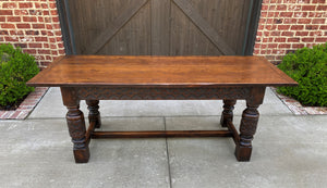 Antique English Farm Table Dining Library Table Desk Farmhouse Oak 77" 19th C