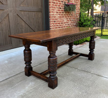 Load image into Gallery viewer, Antique English Farm Table Dining Library Table Desk Farmhouse Oak 77&quot; 19th C