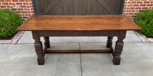 Antique English Farm Table Dining Library Table Desk Farmhouse Oak 77" 19th C