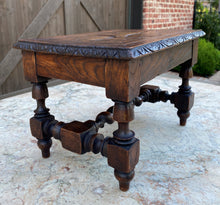 Load image into Gallery viewer, Antique English Kettle Stand Foot Stool BARLEY TWIST Oak Carved Top Petite