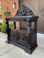 Load image into Gallery viewer, Antique French Server Sideboard Buffet Gothic Revival Oak Lions Cherubs Birds