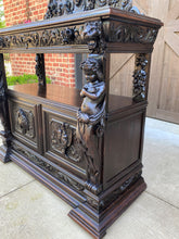 Load image into Gallery viewer, Antique French Server Sideboard Buffet Gothic Revival Oak Lions Cherubs Birds