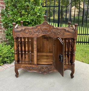 Antique French Country Panetiere Bread Safe Cabinet Cupboard Walnut 19th Century