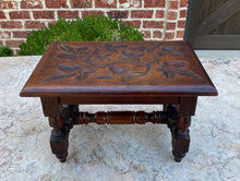 Load image into Gallery viewer, Antique English Kettle Stand Foot Stool BARLEY TWIST Oak Carved Top Petite