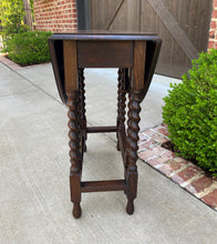 Load image into Gallery viewer, Small Antique English Oak Drop Leaf Gateleg Barley Twist Sofa Table Nightstand