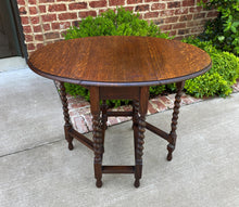 Load image into Gallery viewer, Small Antique English Oak Drop Leaf Gateleg Barley Twist Sofa Table Nightstand