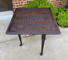 Load image into Gallery viewer, Antique English Table Drop Leaf Gateleg Pad Foot Square Top Oak Carved Victorian