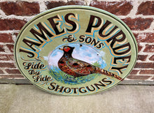 Load image into Gallery viewer, English Sign Lodge Pub Painted Wooden James Purdey Shotguns Pheasant