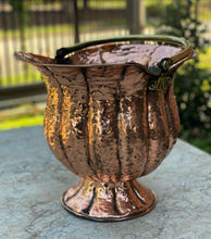 Load image into Gallery viewer, Antique English Planter Basket Hammered Copper w Brass Handle Coal Hod Hearth