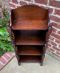 Antique English Bookcase Display Book Shelf Barley Twist Oak PETITE c1920s
