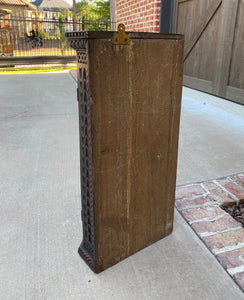 Antique English Corner Cabinet Carved Oak Hanging Wall Cabinet Large Storage 19C