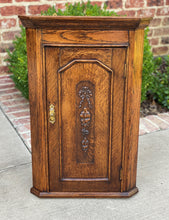 Load image into Gallery viewer, Antique English Corner Cabinet Tiger Oak Wall Hanging Cabinet Storage Large 19C