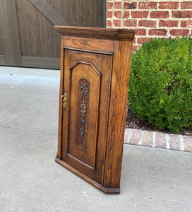 Antique English Corner Cabinet Tiger Oak Wall Hanging Cabinet Storage Large 19C