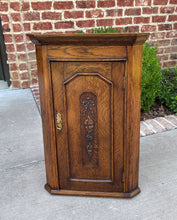 Load image into Gallery viewer, Antique English Corner Cabinet Tiger Oak Wall Hanging Cabinet Storage Large 19C