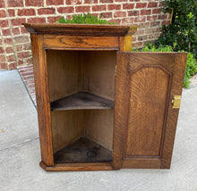 Load image into Gallery viewer, Antique English Corner Cabinet Tiger Oak Wall Hanging Cabinet Storage Large 19C