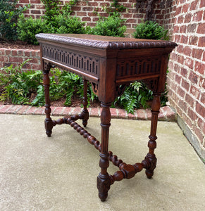 Antique English Table Console Entry Sofa Table w Drawers Oak Barley Twist c.1900