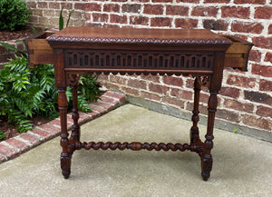 Antique English Table Console Entry Sofa Table w Drawers Oak Barley Twist c.1900