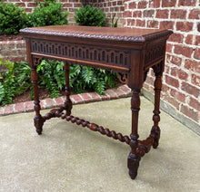 Load image into Gallery viewer, Antique English Table Console Entry Sofa Table w Drawers Oak Barley Twist c.1900