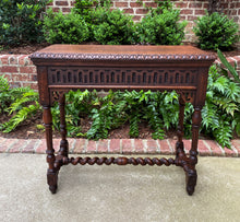 Load image into Gallery viewer, Antique English Table Console Entry Sofa Table w Drawers Oak Barley Twist c.1900