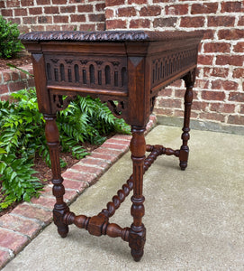 Antique English Table Console Entry Sofa Table w Drawers Oak Barley Twist c.1900