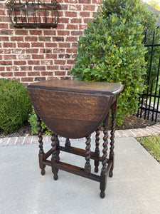 Antique English Table BARLEY TWIST Drop Leaf Gateleg Oak Table Oval