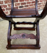 Load image into Gallery viewer, Antique Italian Savonarola Dante Chair Carved Oak Renaissance Lion Shield 19th C