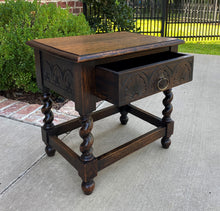 Load image into Gallery viewer, Antique English Stool Bench Table with Drawer BARLEY TWIST Carved Oak