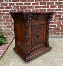 Load image into Gallery viewer, Antique French Nightstand End Table Cabinet Carved Oak Lions Renaissance 19th C