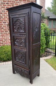 Antique French Bonnetiere Cabinet Wardrobe Armoire Neo Renaissance Oak 1 of 2