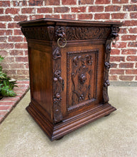 Load image into Gallery viewer, Antique French Nightstand End Table Cabinet Carved Oak Lions Renaissance 19th C