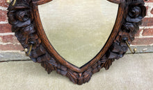 Load image into Gallery viewer, Antique English Mirror Renaissance Revival Oak Frame Shield Shape Lion Wood Back