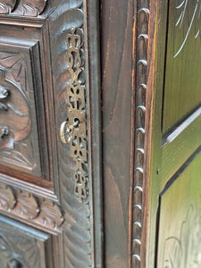 Antique French Bonnetiere Cabinet Wardrobe Armoire Oak Neo Renaissance 2 of 2