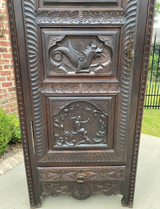 Antique French Bonnetiere Cabinet Wardrobe Armoire Oak Neo Renaissance 2 of 2