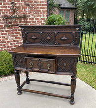 Load image into Gallery viewer, Antique English Jacobean Sideboard Server Buffet Cabinet Oak Tudor