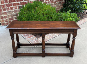 Antique English Bench Stool Pegged Turned Post Oak Window Seat NARROW Depth